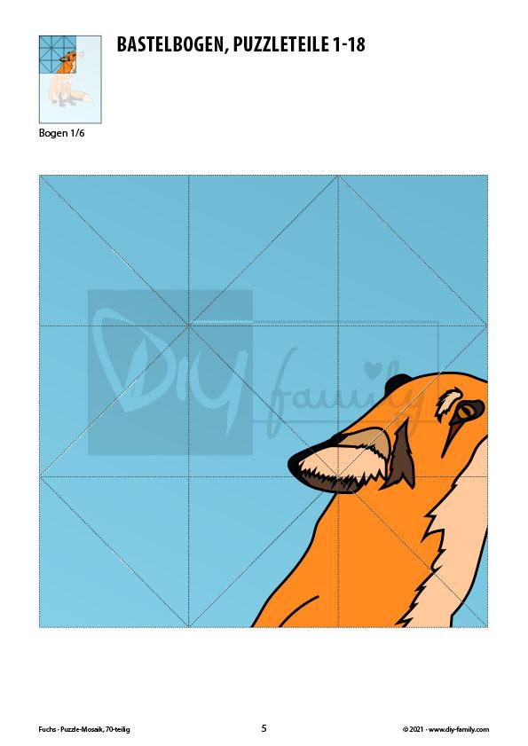 Fuchs – Mosaikpuzzle zum Ausschneiden und Basteln