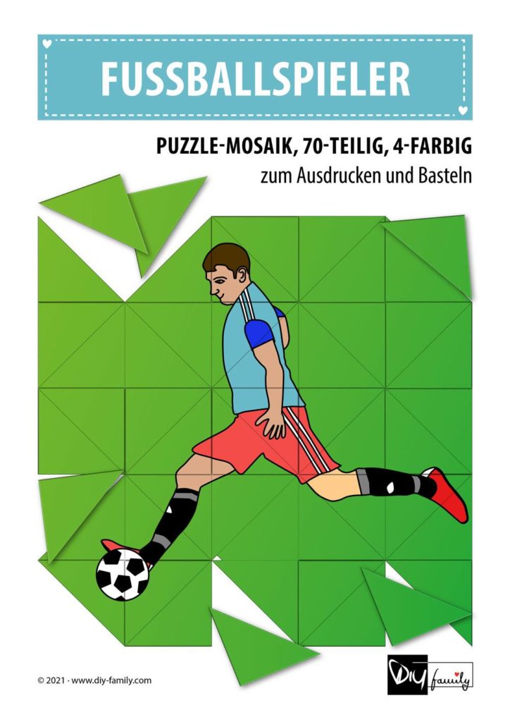 Fussballspieler – Mosaikpuzzle zum Ausschneiden und Basteln