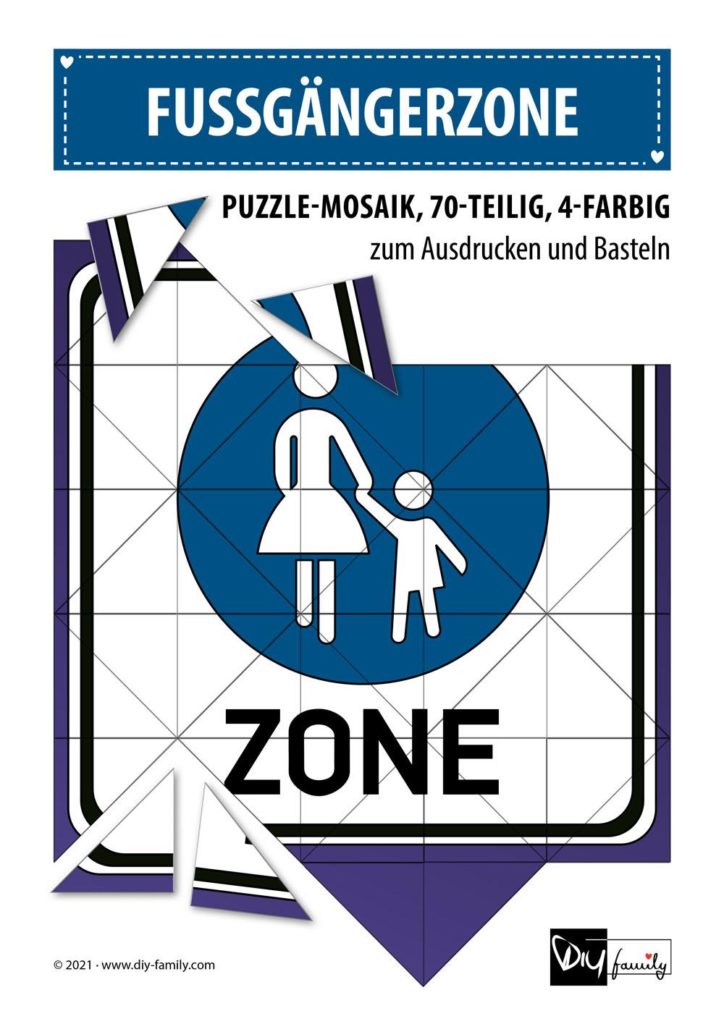 Fußgaengerzone – Mosaikpuzzle zum Ausschneiden und Basteln