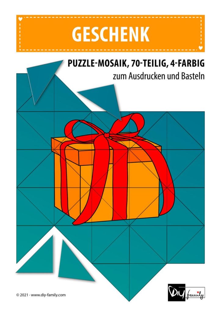 Geschenk – Mosaikpuzzle zum Ausschneiden und Basteln