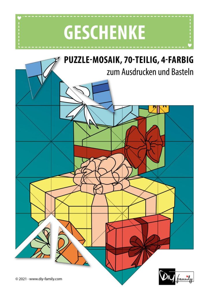 Geschenke – Mosaikpuzzle zum Ausschneiden und Basteln