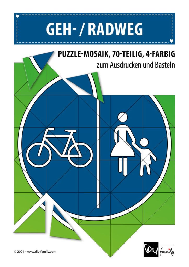 Geh- Radweg – Mosaikpuzzle zum Ausschneiden und Basteln