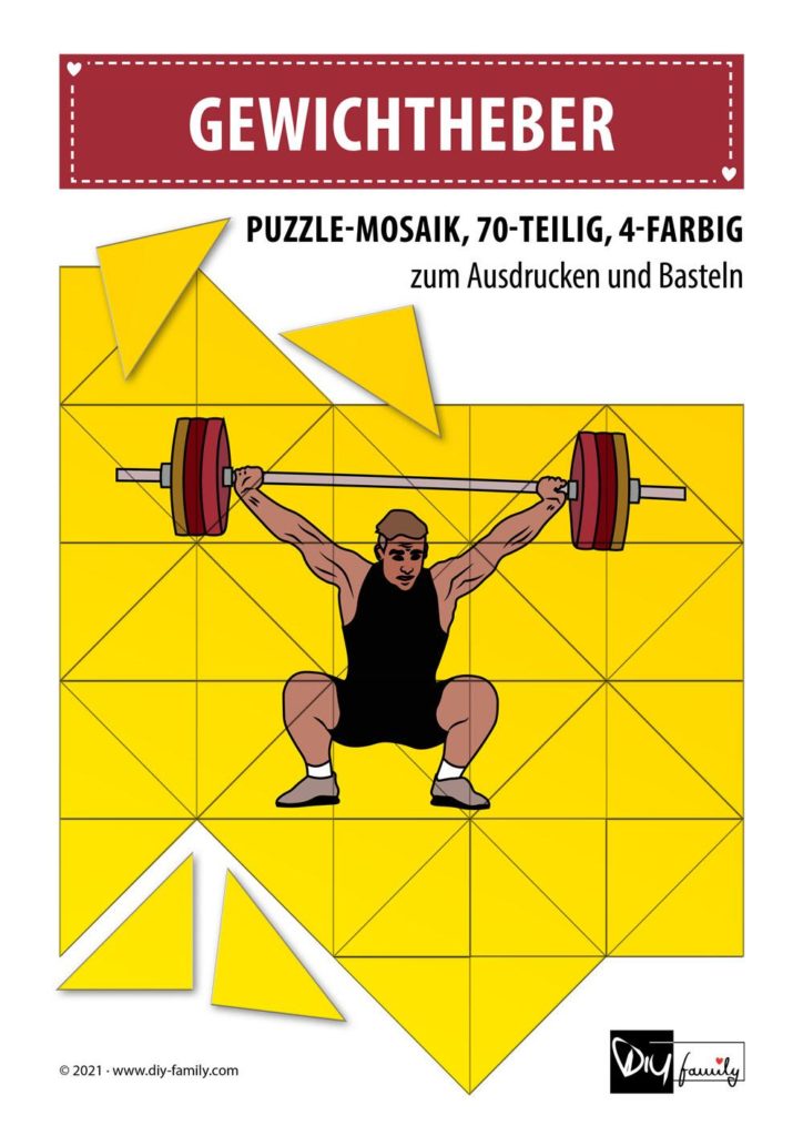 Gewichtheber – Mosaikpuzzle zum Ausschneiden und Basteln