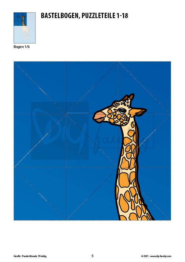 Giraffe – Mosaikpuzzle zum Ausschneiden und Basteln