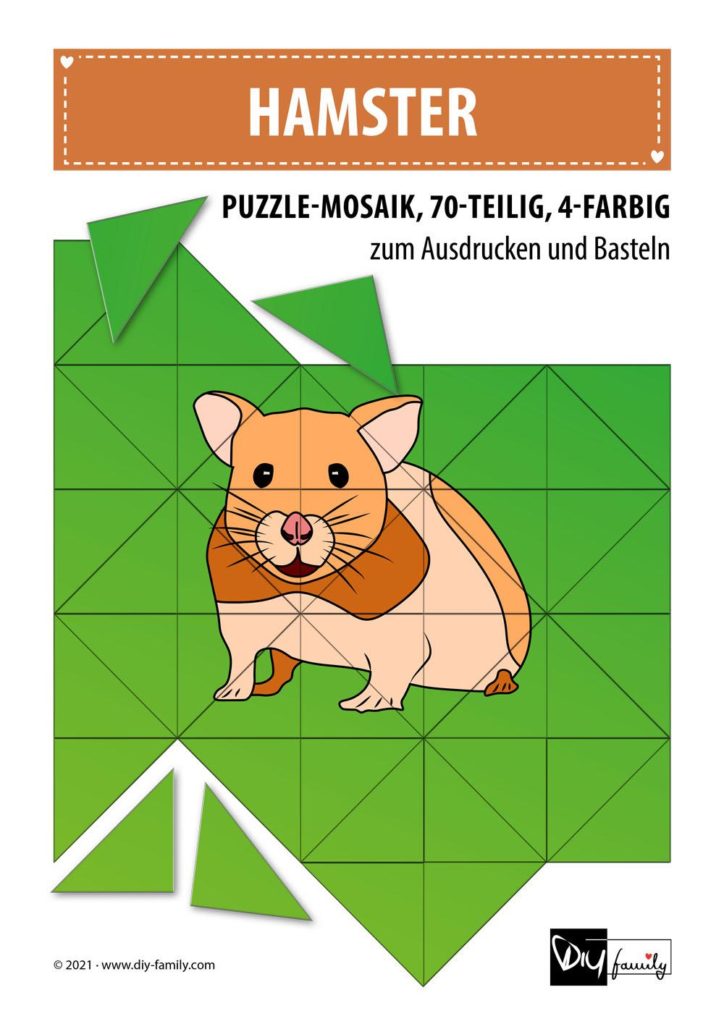Hamster – Mosaikpuzzle zum Ausschneiden und Basteln
