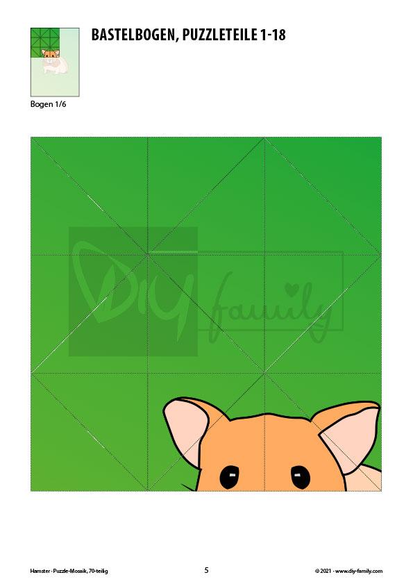 Hamster – Mosaikpuzzle zum Ausschneiden und Basteln