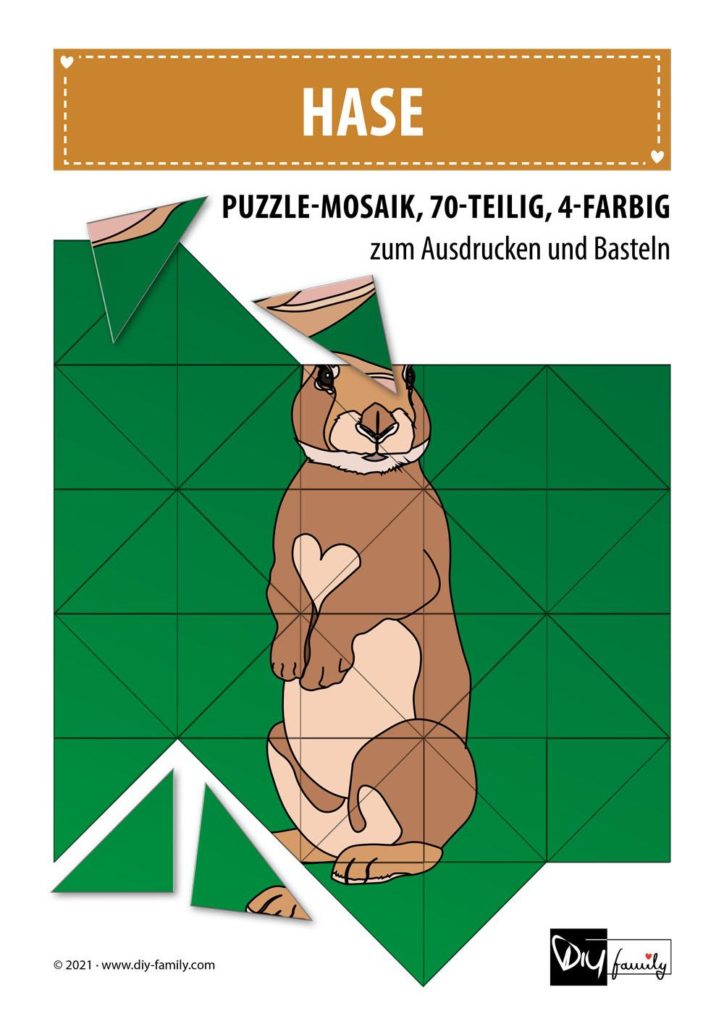 Hase – Mosaikpuzzle zum Ausschneiden und Basteln