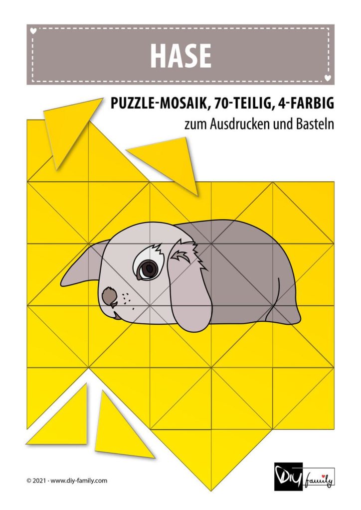 Hase – Mosaikpuzzle zum Ausschneiden und Basteln