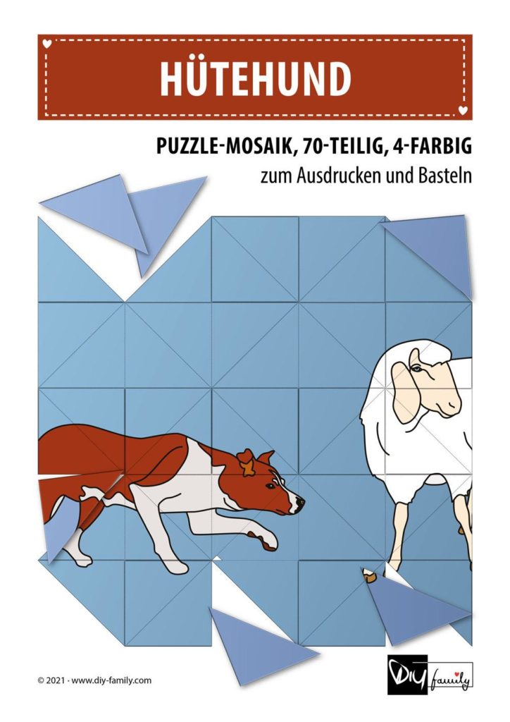 Huetehund – Mosaikpuzzle zum Ausschneiden und Basteln