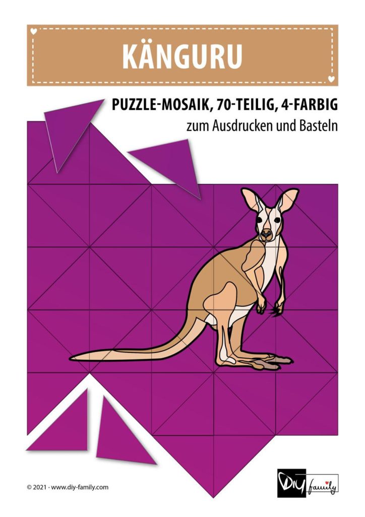 Kaenguru – Mosaikpuzzle zum Ausschneiden und Basteln