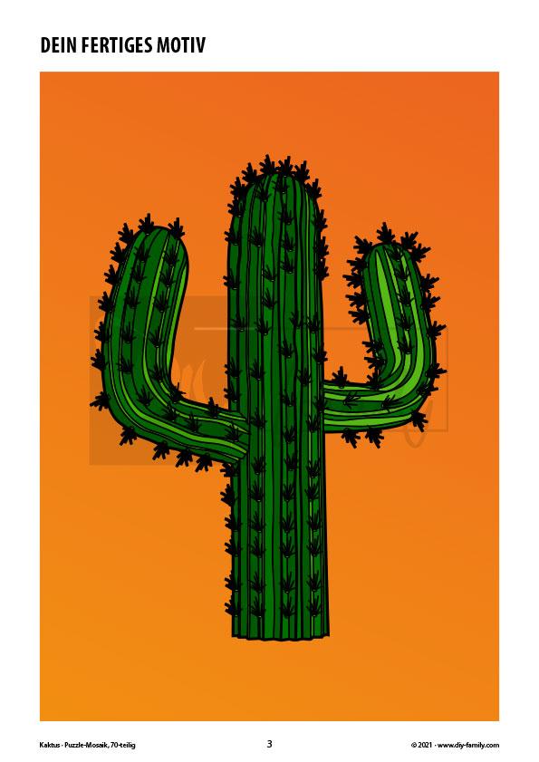 Kaktus – Mosaikpuzzle zum Ausschneiden und Basteln