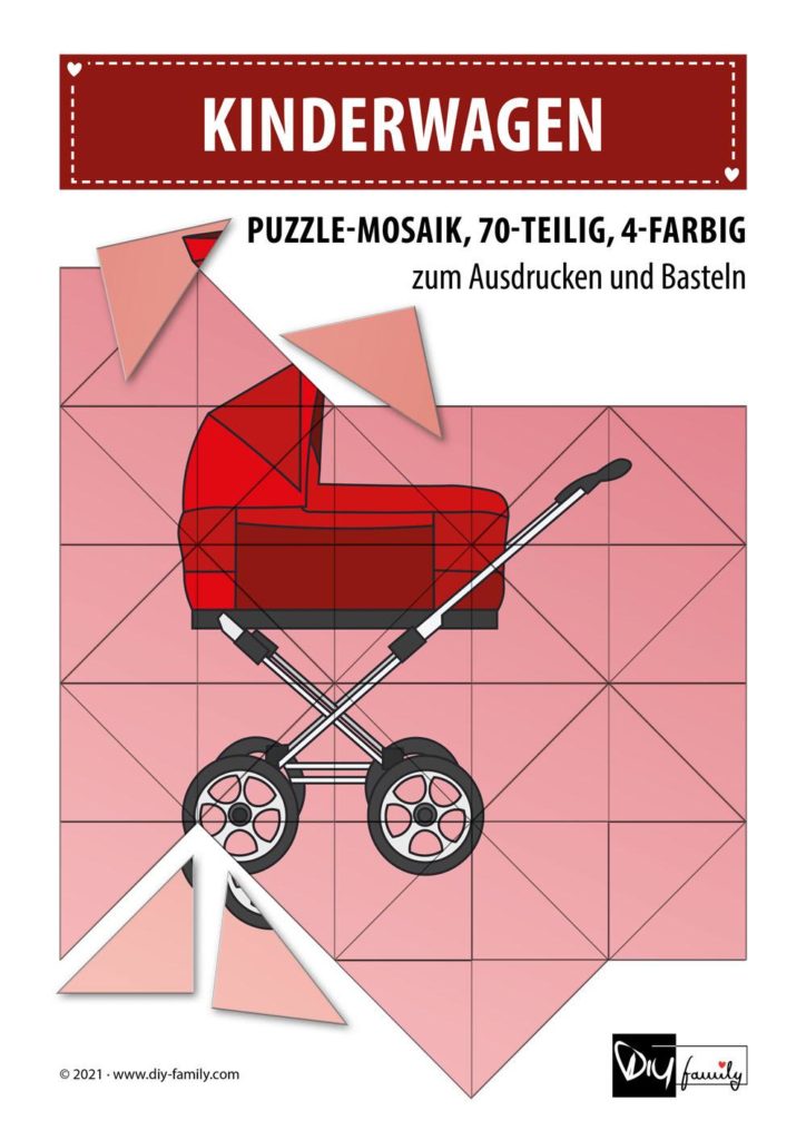 Kinderwagen – Mosaikpuzzle zum Ausschneiden und Basteln