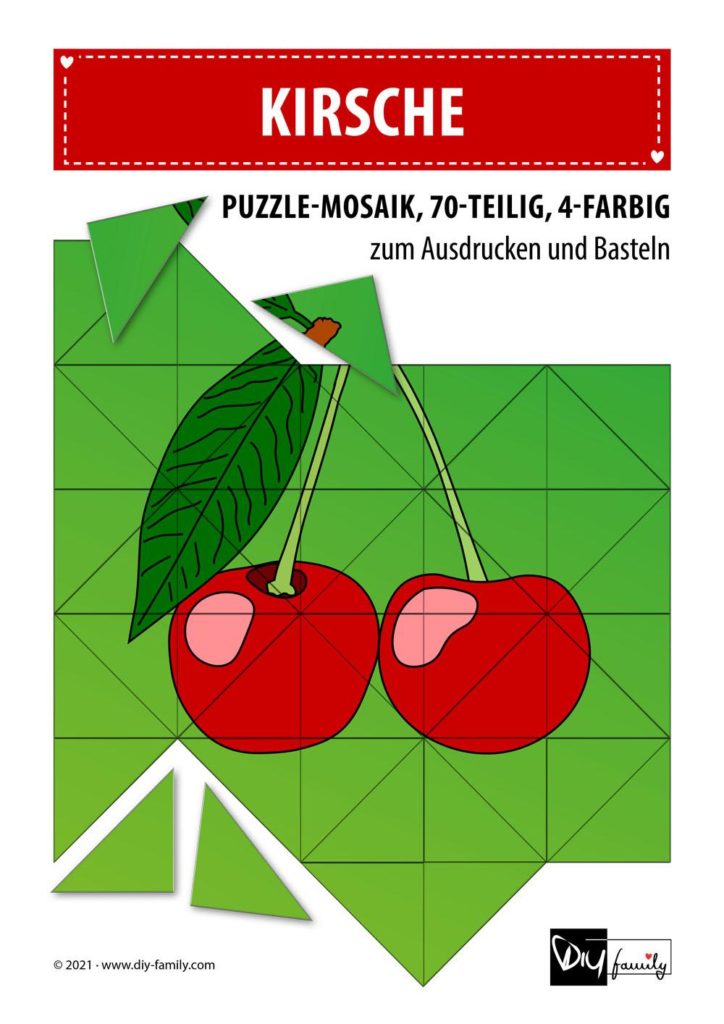 Melone – Mosaikpuzzle zum Ausschneiden und Basteln