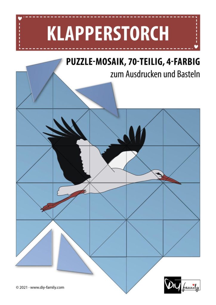 Klapperstorch – Mosaikpuzzle zum Ausschneiden und Basteln