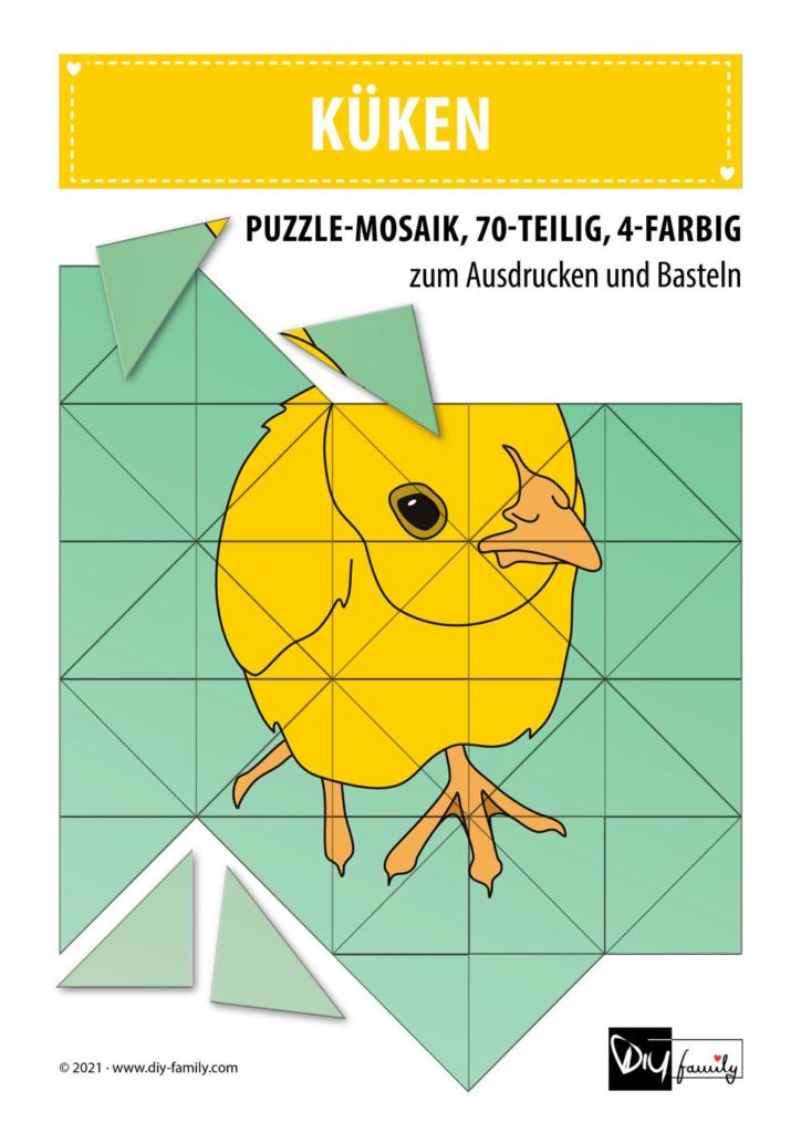 Kuecken – Mosaikpuzzle zum Ausschneiden und Basteln
