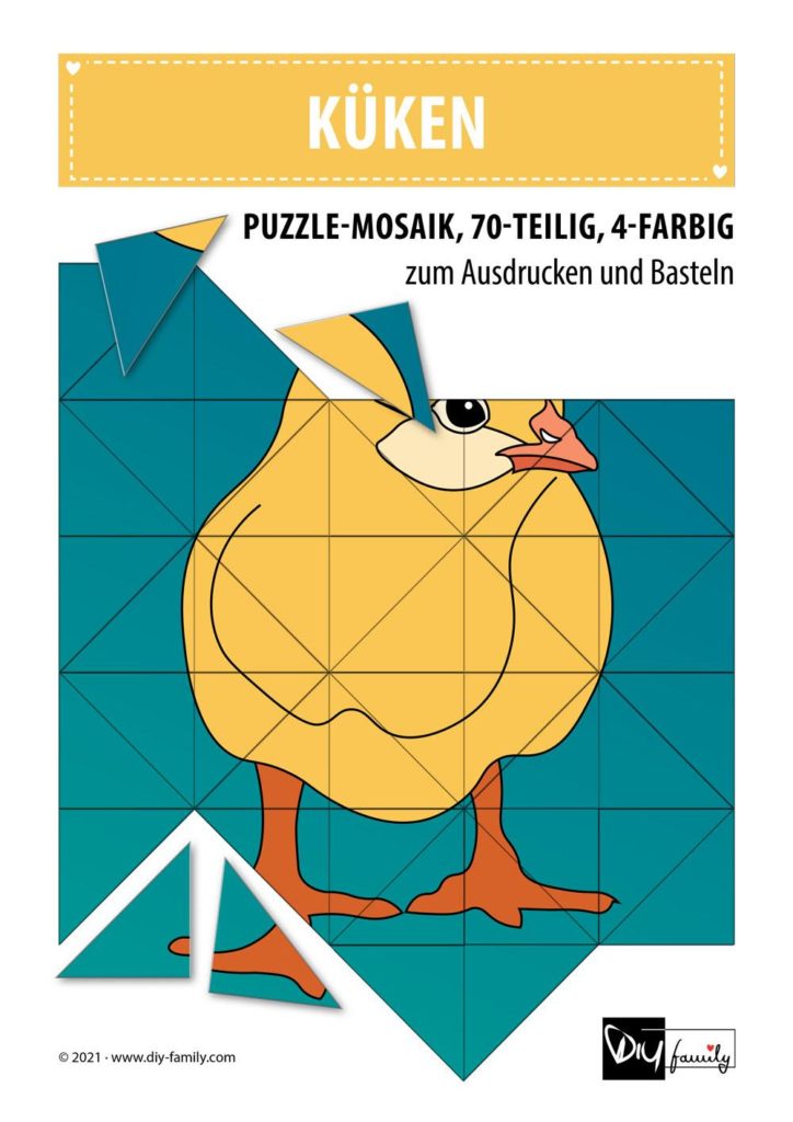 Kueken – Mosaikpuzzle zum Ausschneiden und Basteln