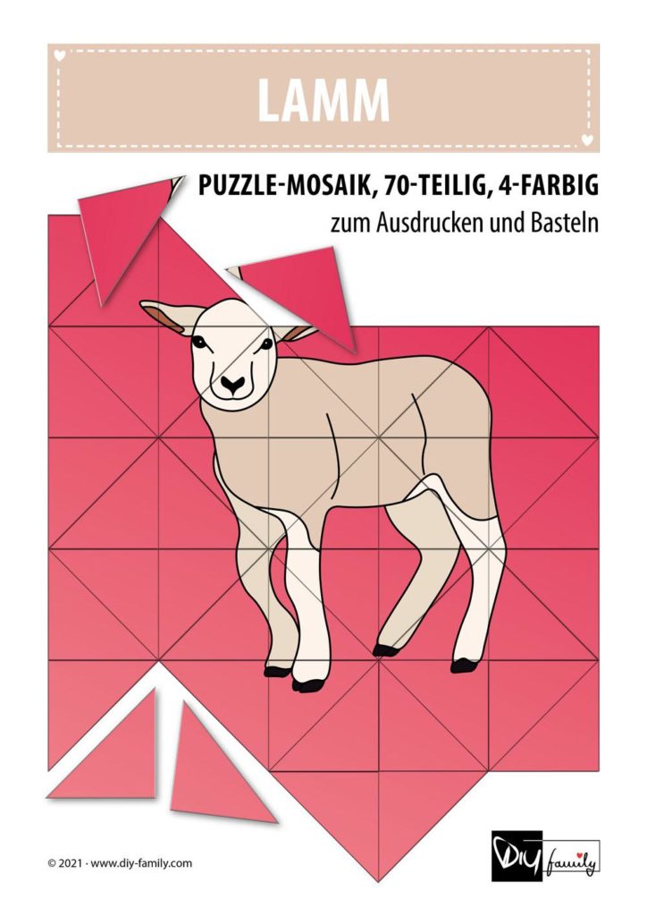 Lamm – Mosaikpuzzle zum Ausschneiden und Basteln