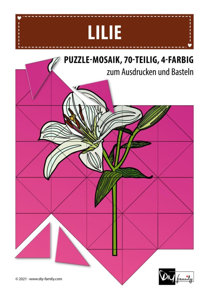 Lilie – Mosaikpuzzle zum Ausschneiden und Basteln