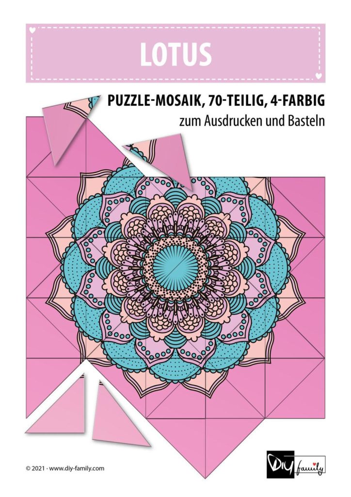 Lotus – Mosaikpuzzle zum Ausschneiden und Basteln