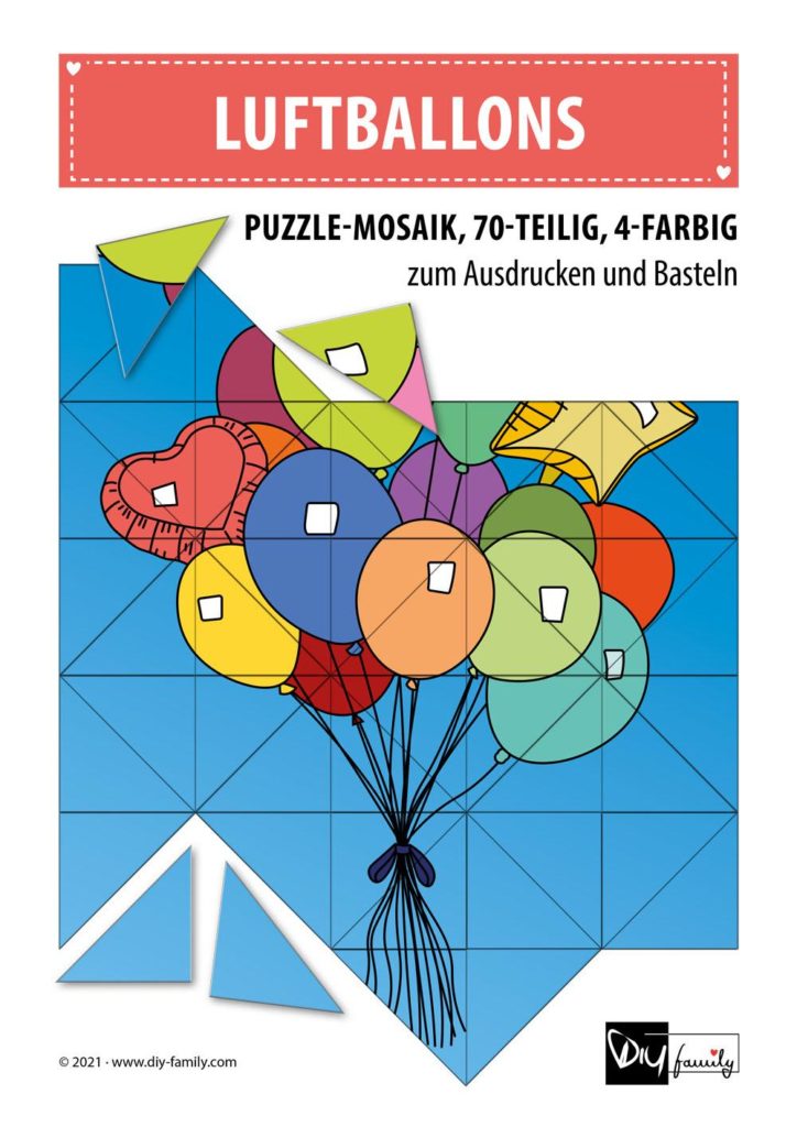 Luftballons – Mosaikpuzzle zum Ausschneiden und Basteln