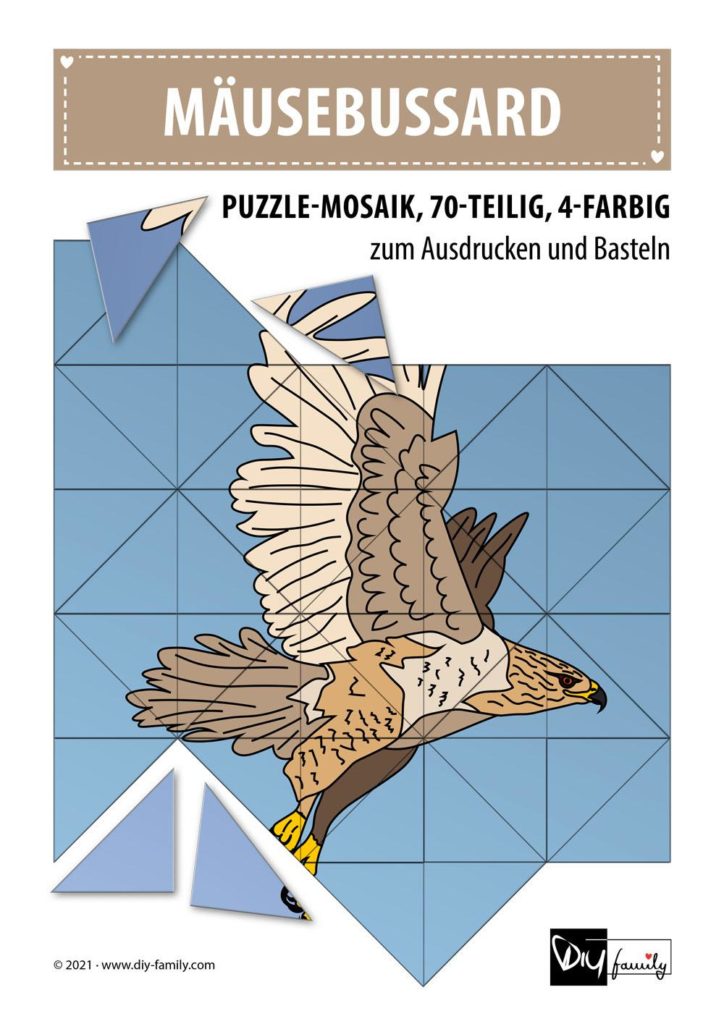 Maeusebussard – Mosaikpuzzle zum Ausschneiden und Basteln
