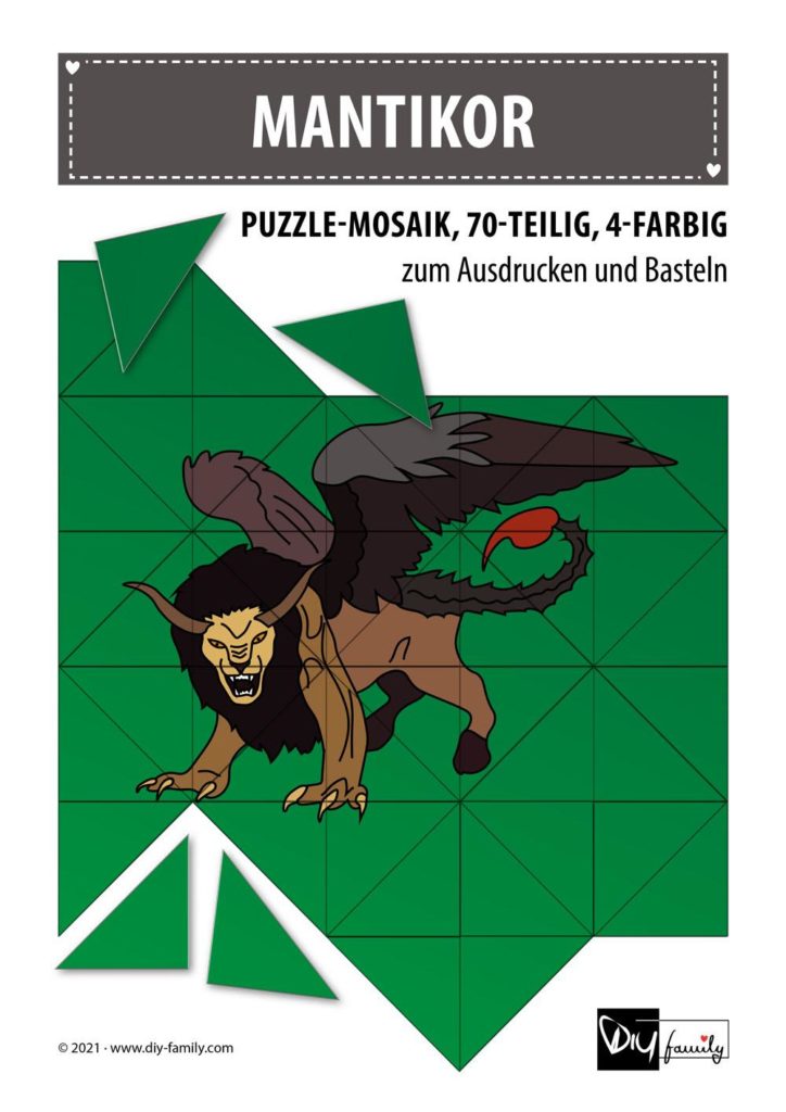 Mantikor – Mosaikpuzzle zum Ausschneiden und Basteln