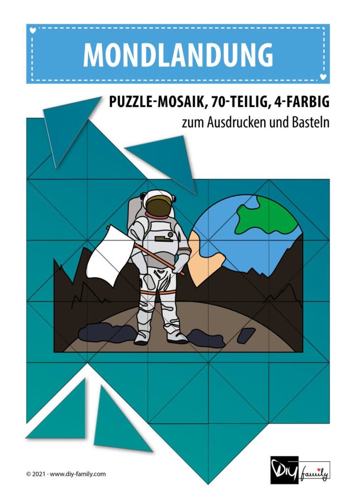 Mondlandung – Mosaikpuzzle zum Ausschneiden und Basteln