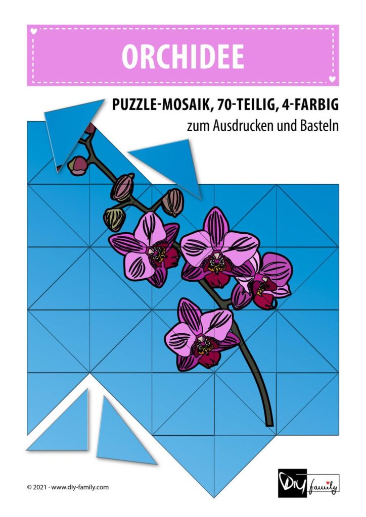 Orchidee – Mosaikpuzzle zum Ausschneiden und Basteln