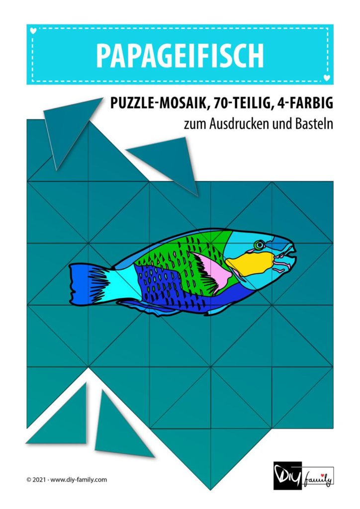 Papageifisch – Mosaikpuzzle zum Ausschneiden und Basteln