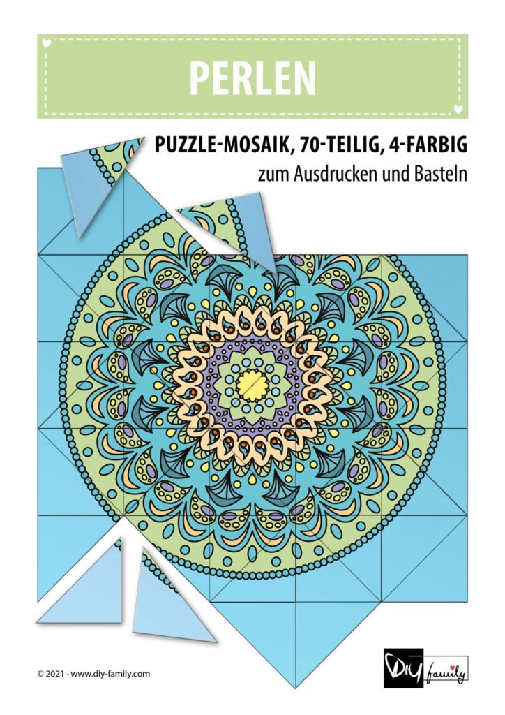 Perlen – Mosaikpuzzle zum Ausschneiden und Basteln