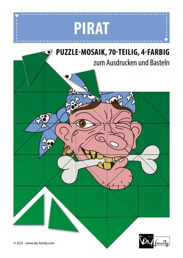 Pirat – Mosaikpuzzle zum Ausschneiden und Basteln