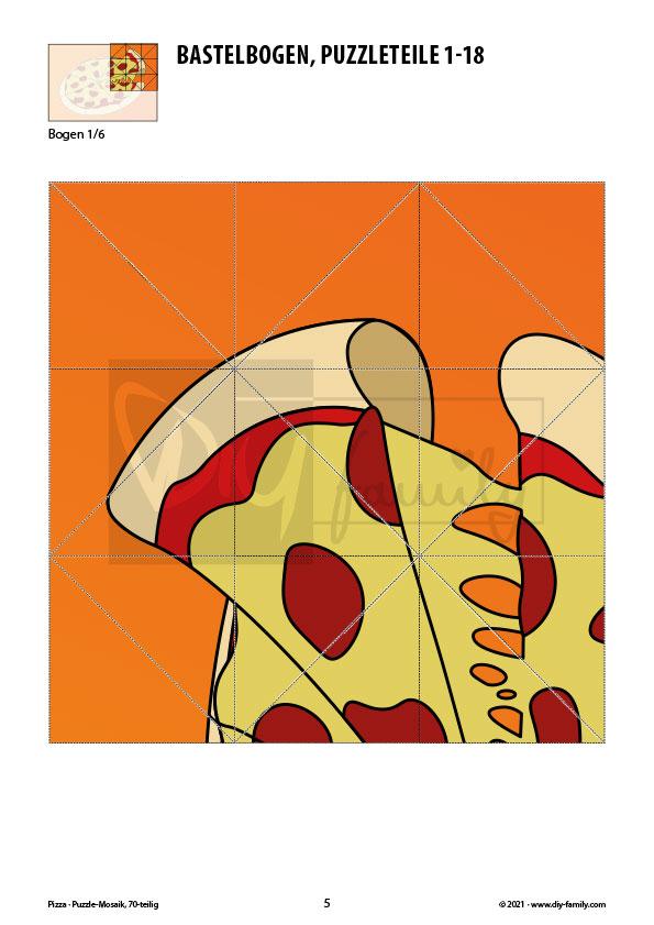 Pizza – Mosaikpuzzle zum Ausschneiden und Basteln