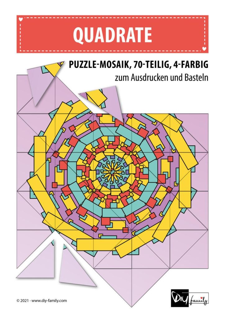 Quadrate – Mosaikpuzzle zum Ausschneiden und Basteln