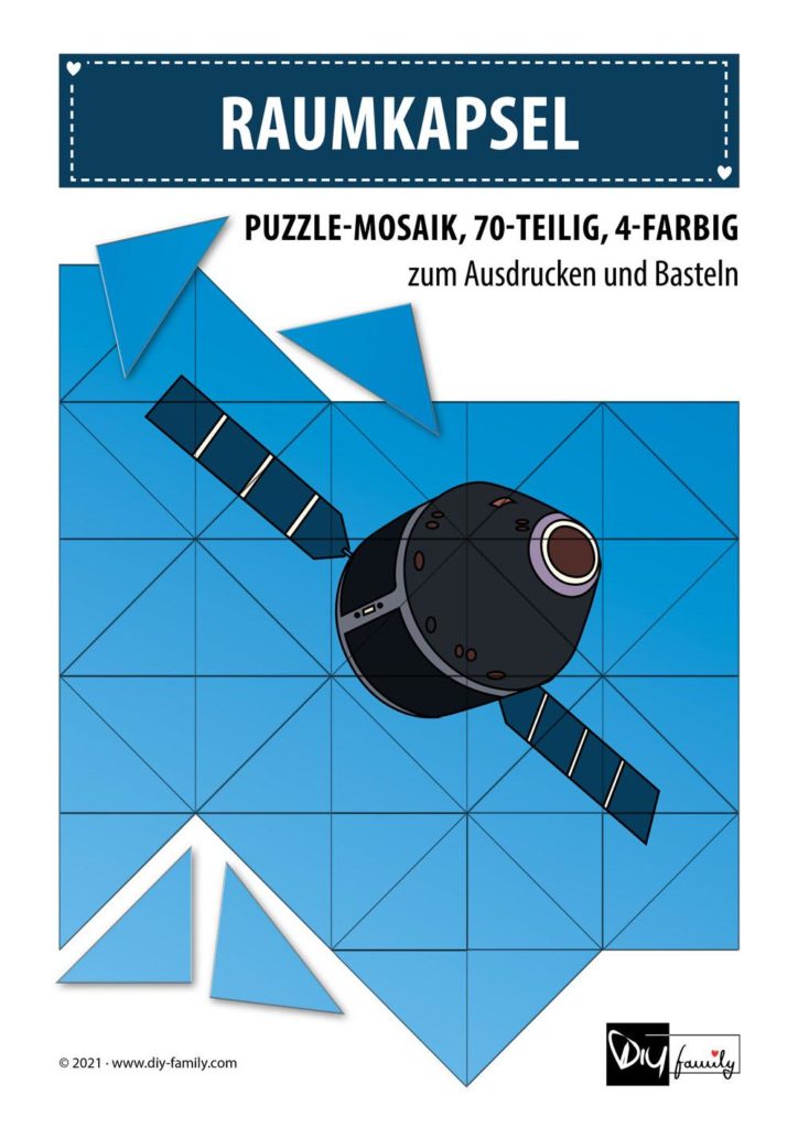 Raumkapsel – Mosaikpuzzle zum Ausschneiden und Basteln