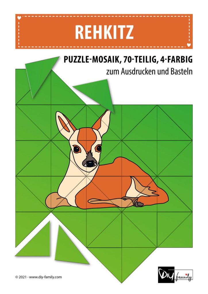 Rehkitz – Mosaikpuzzle zum Ausschneiden und Basteln