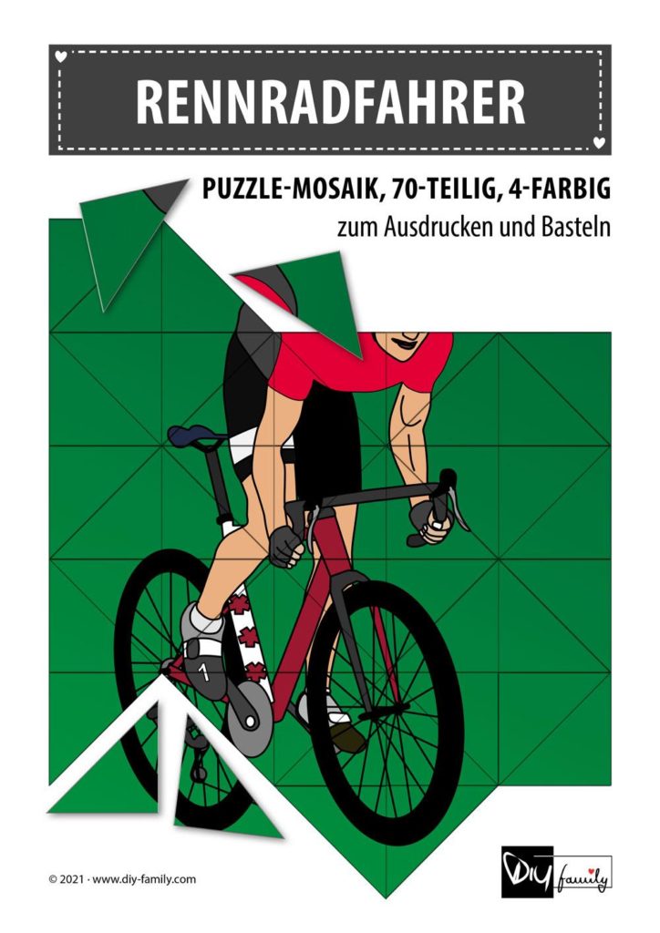 Rennradfahrer – Mosaikpuzzle zum Ausschneiden und Basteln