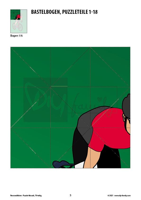 Rennradfahrer – Mosaikpuzzle zum Ausschneiden und Basteln