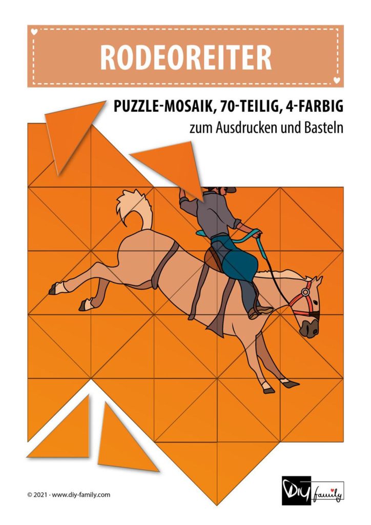 Rodeoreiter – Mosaikpuzzle zum Ausschneiden und Basteln