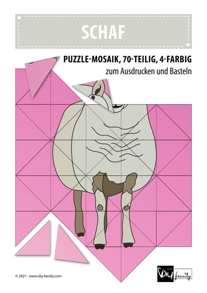 Schaf – Mosaikpuzzle zum Ausschneiden und Basteln