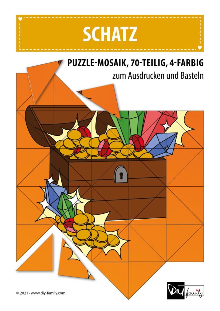 Schatz – Mosaikpuzzle zum Ausschneiden und Basteln