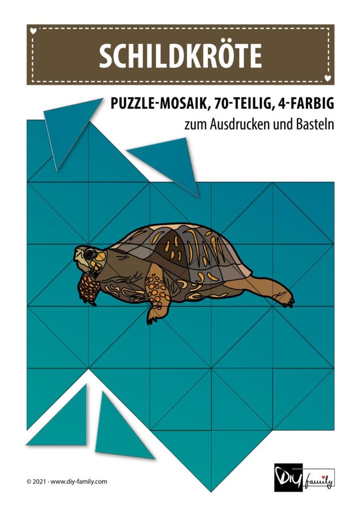 Schildkroete – Mosaikpuzzle zum Ausschneiden und Basteln