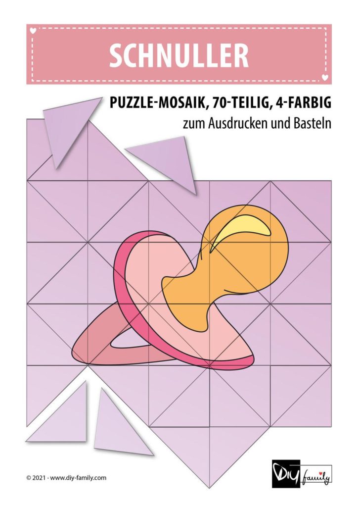 Schnuller – Mosaikpuzzle zum Ausschneiden und Basteln