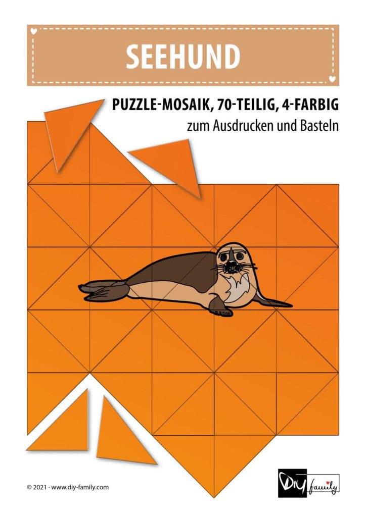 Seehund – Mosaikpuzzle zum Ausschneiden und Basteln
