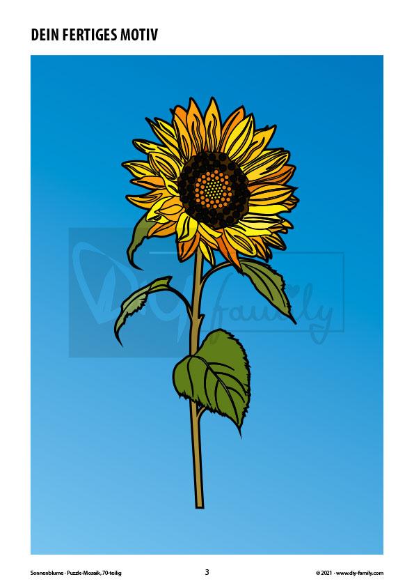 Sonnenblume – Mosaikpuzzle zum Ausschneiden und Basteln