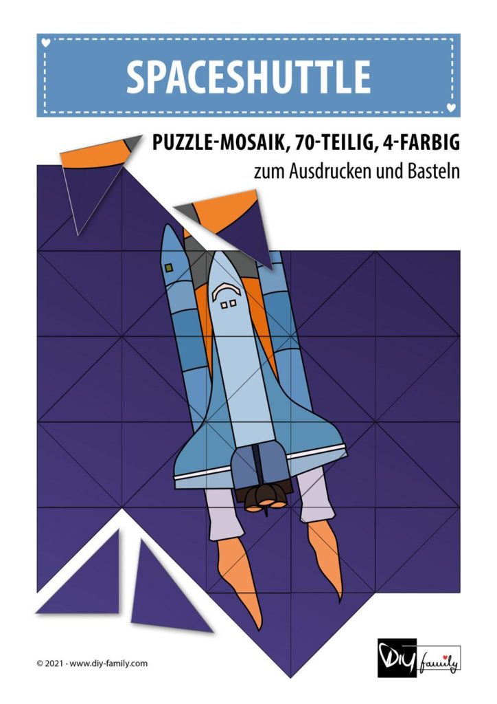 Spaceshuttle – Mosaikpuzzle zum Ausschneiden und Basteln