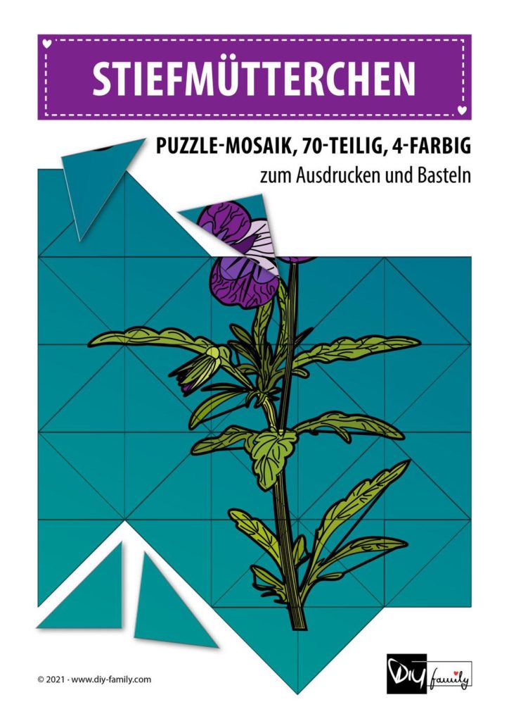 Stiefmuetterchen – Mosaikpuzzle zum Ausschneiden und Basteln