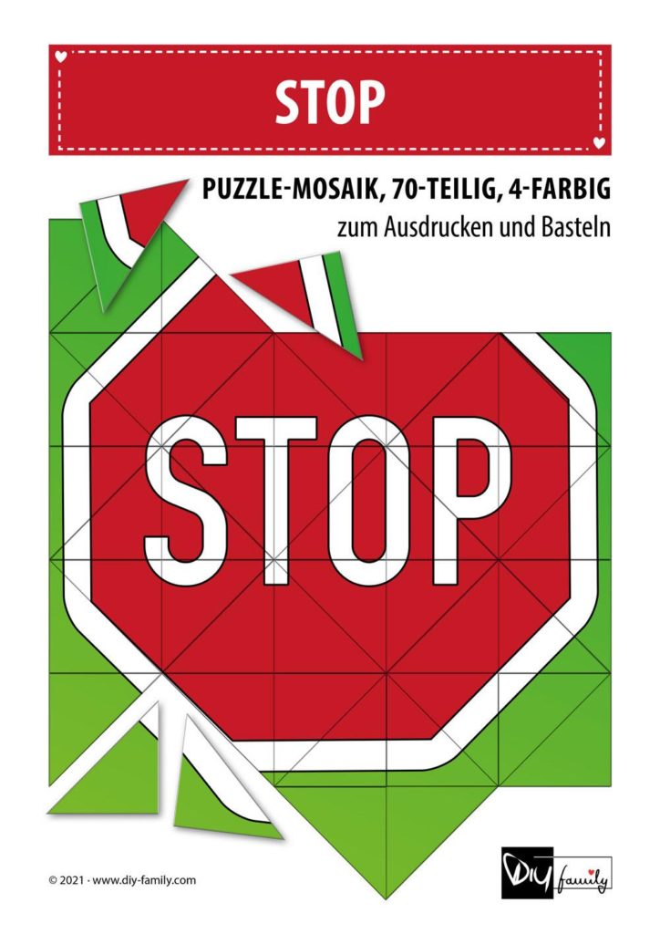 Stop – Mosaikpuzzle zum Ausschneiden und Basteln