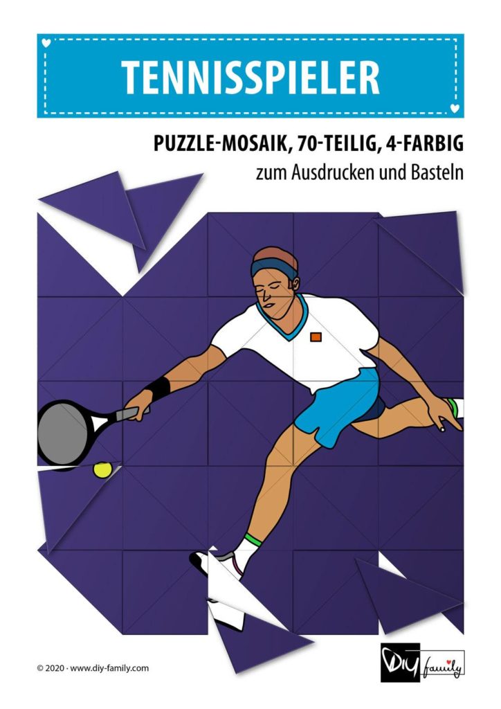 Tennisspieler – Mosaikpuzzle zum Ausschneiden und Basteln