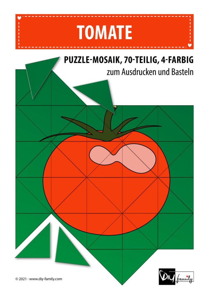 Tomate – Mosaikpuzzle zum Ausschneiden und Basteln