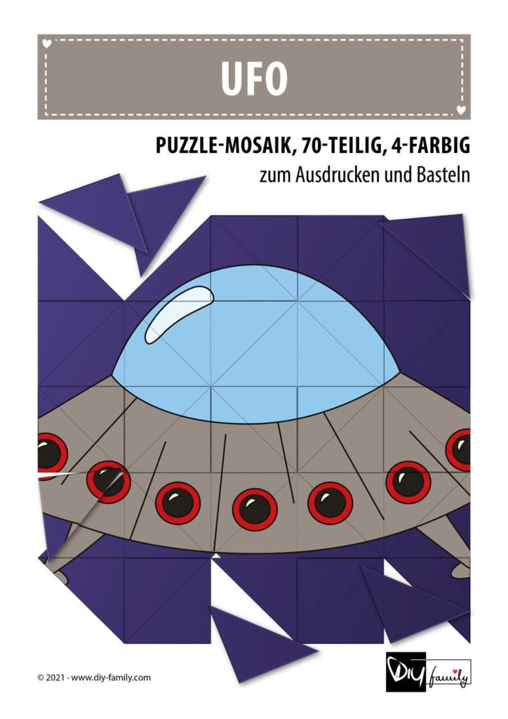 UFO – Mosaikpuzzle zum Ausschneiden und Basteln